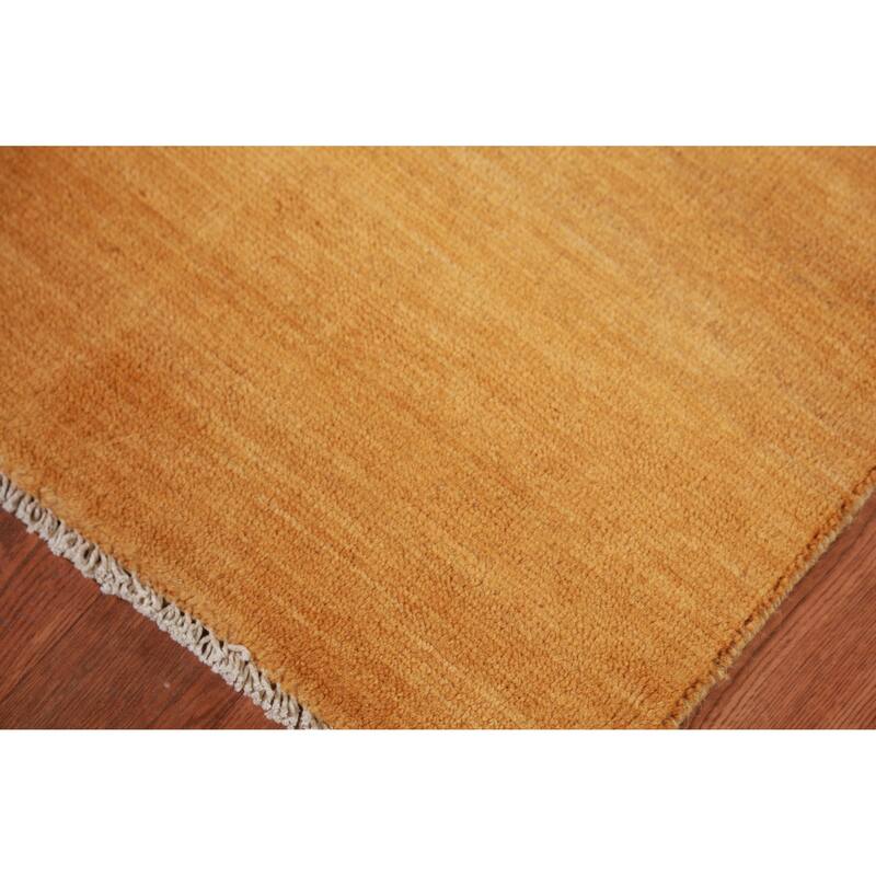 Yellow Rust Gabbeh Modern Rug Handmade Wool Carpet - 2'9" x 3'10"