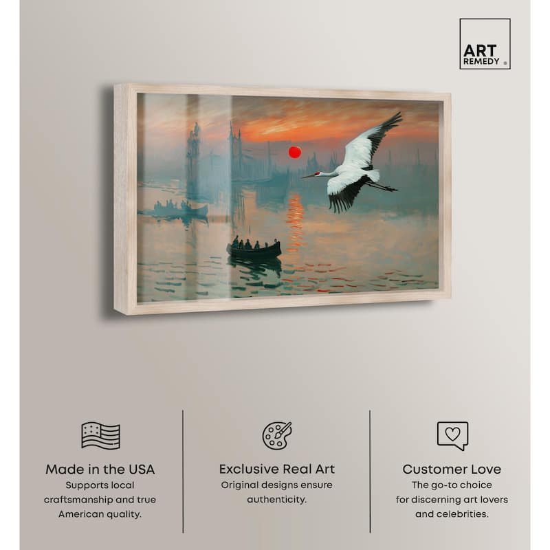 Crane Sunset Shadowbox by Art Remedy