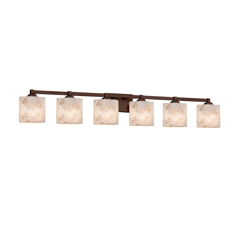 Justice Design Alabaster Rocks Regency 6-light Dark Bronze Bath Bar, Oval Shade