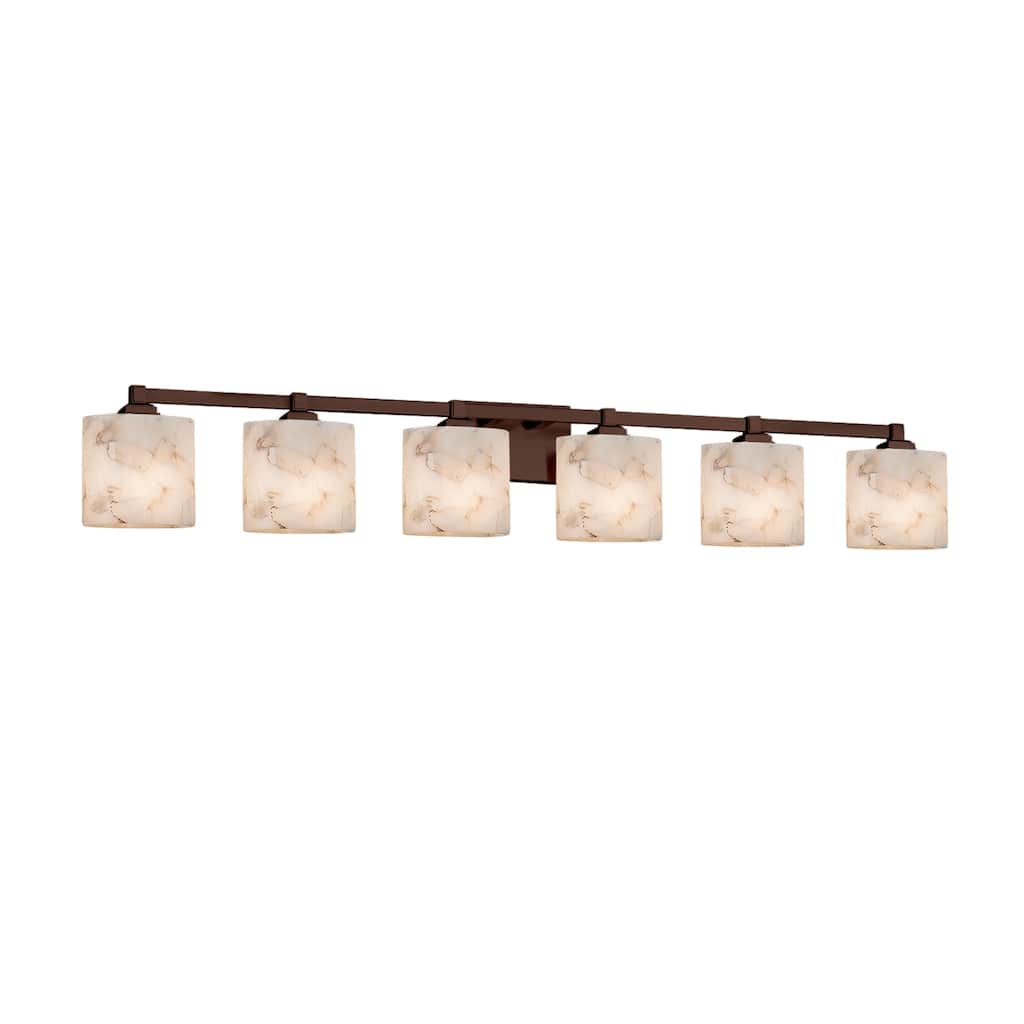 Justice Design Alabaster Rocks Regency 6-light Dark Bronze Bath Bar, Oval Shade