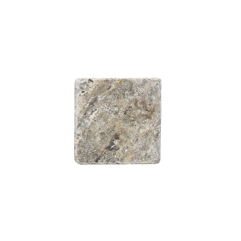 Argento Travertine 4" x 4" Rustic Tumbled Tile
