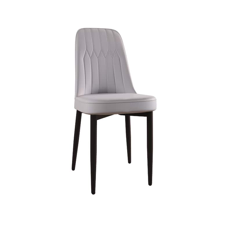 A set of 4 Dining Chair Modern Style Chair Made of High-Quality PU Leather Fabric w/ Thick Soft Cushions - Beige+Black