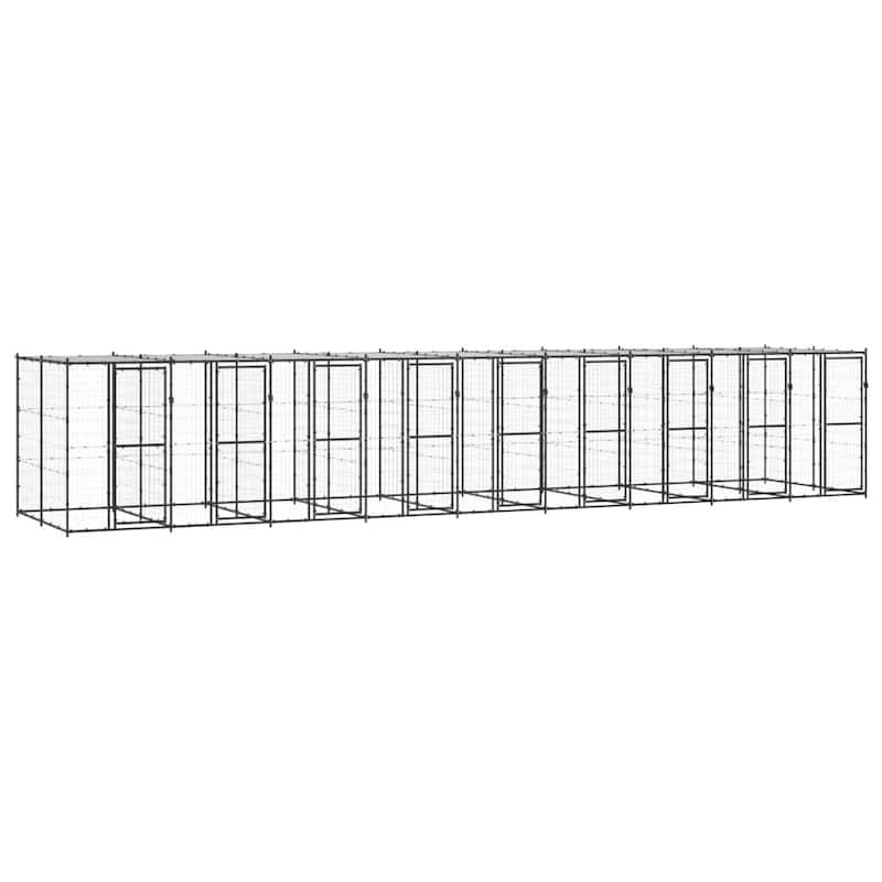 vidaXL Outdoor Dog Pen Pet Crate Kennel Cage Playpen House for Yard Steel