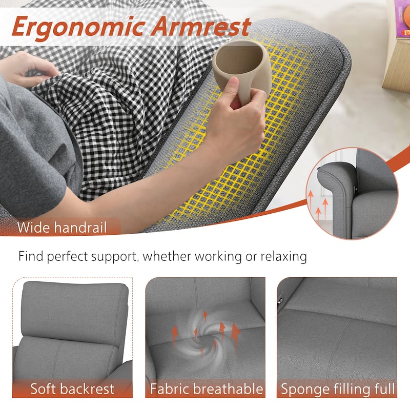 270°Power Swivel Rocker Recliner Chair for Adult,Rocking Glider Nursery Recliner for Small Spaces,Fabric Rocking Chair