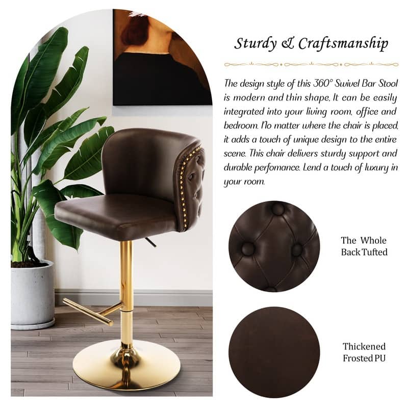 Upholstered Swivel Counter Bar Stools Set of 4