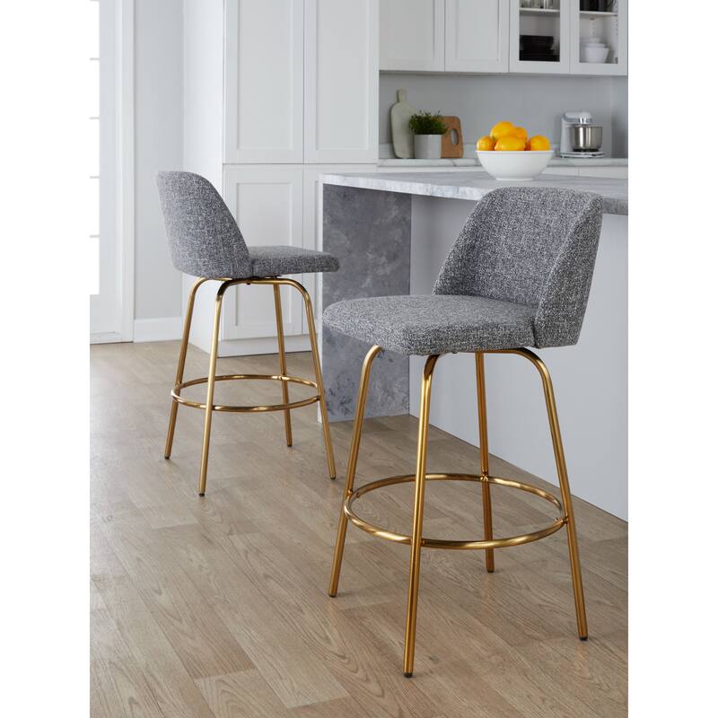Silver Orchid Vallberga 26" Counter Stool with Gold Metal Base (Set of 2)