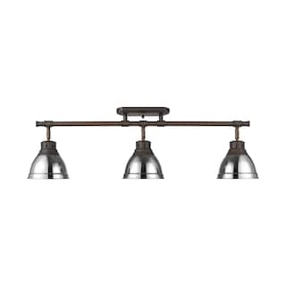 Yep by Golden Lighting Duncan 3-light Semi-Flush Mount in Rubbed Bronze and Chrome shade - Rubbed Bronze - 3-Light Semi-flush