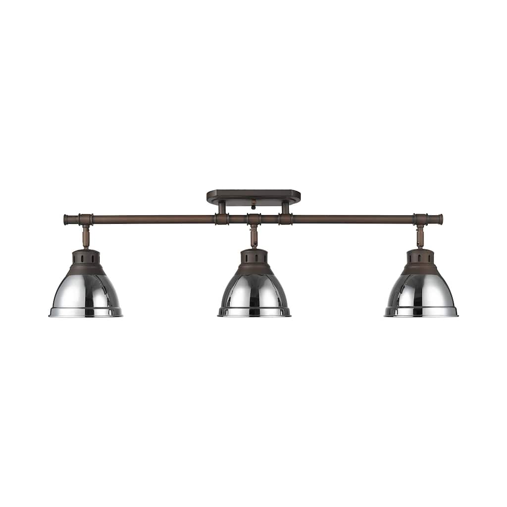 Yep by Golden Lighting Duncan 3-light Semi-Flush Mount in Rubbed Bronze and Chrome shade - Rubbed Bronze - 3-Light Semi-flush