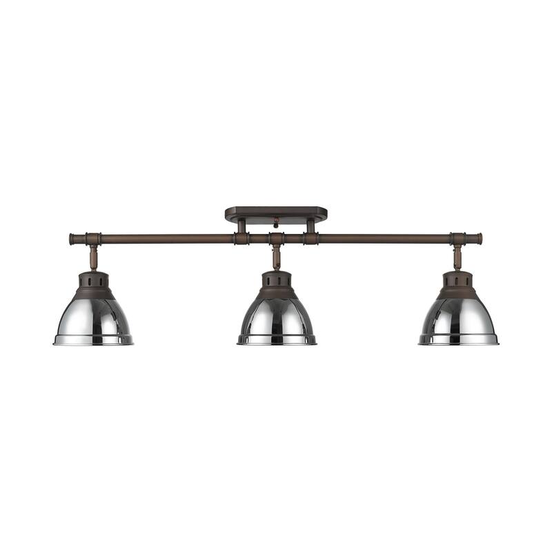 Yep by Golden Lighting Duncan 3-light Semi-Flush Mount in Rubbed Bronze and Chrome shade - Rubbed Bronze - 3-Light Semi-flush
