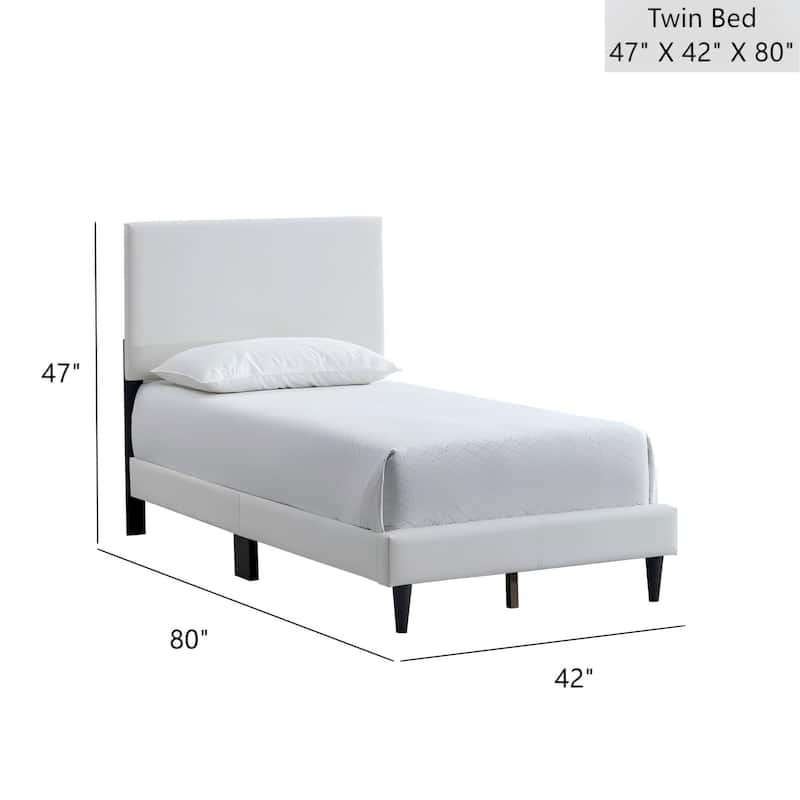 Faux Leather Upholstered Bed Frame Platform Bed w/Adjustable Headboard, Wood Slats Support, No Box Spring Needed, Easy Assembly