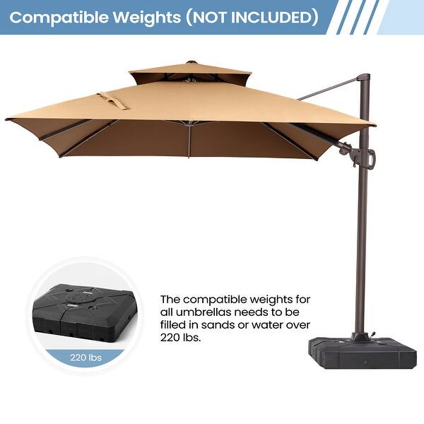 Crestlive Products Deluxe 10 x 10 ft Square Double Top Patio Cantilever