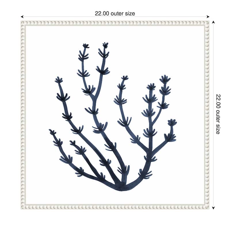 Kate and Laurel Sylvie Coastal Coral Seaweed Botanical 6 Framed Canvas by The Creative Bunch Studio