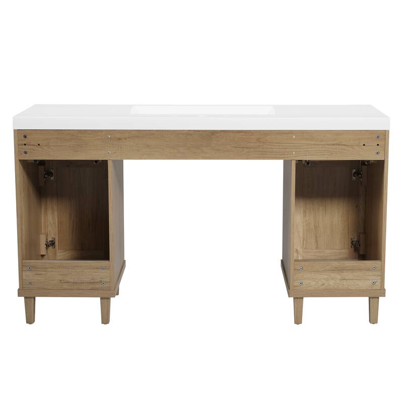 Christopher Knight Home - Aurelia Modern Solid Wood Legs Bathroom Vanity with Spacious Storage and Tip-Out Tray