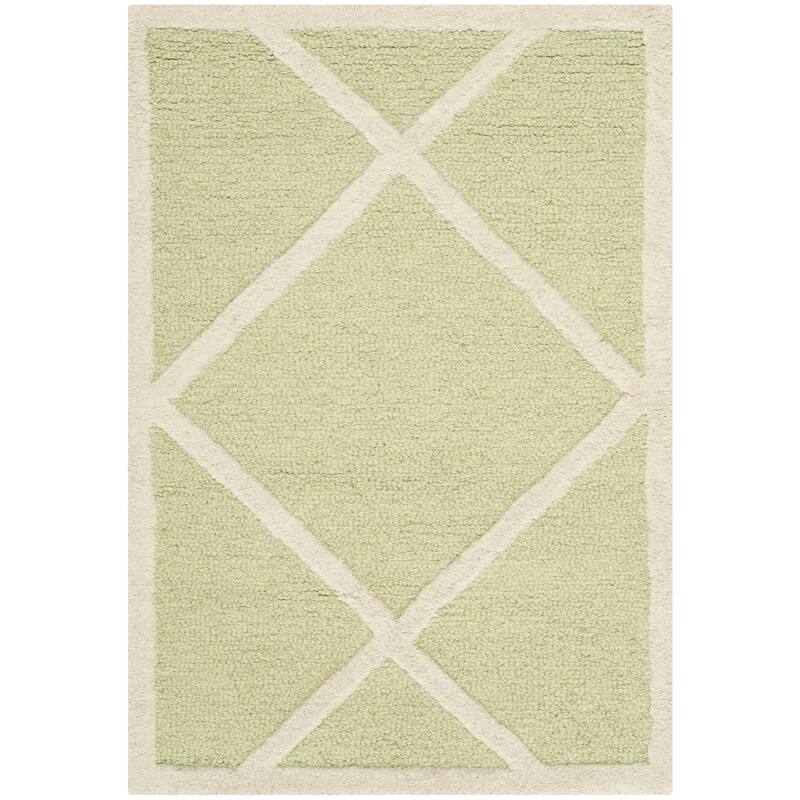 SAFAVIEH Handmade Cambridge Vija Modern Moroccan Wool Rug - 2' x 3' - Light Green/Ivory