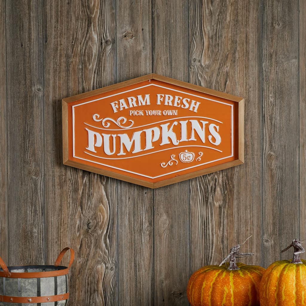 Farm Fresh Pumpkins Fall Wall Sign - 19.75" - Orange