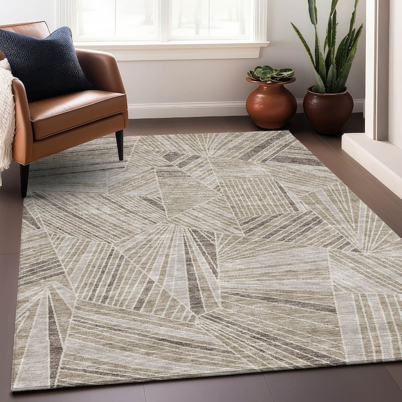 Premium Washable Super Soft Modern Mosaic Mayfield Rug - Beige - 8' x 10'