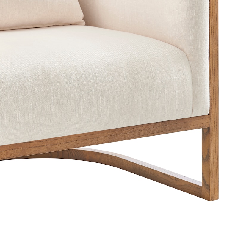 NPD Furniture Velma Linen Accent Arm Chair with Rattan