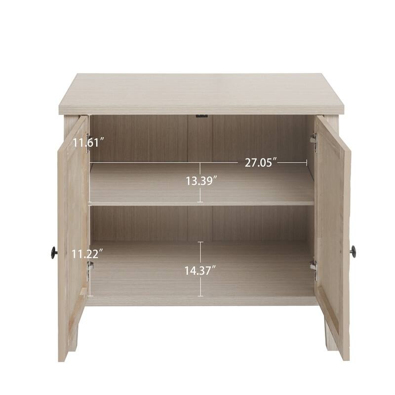 2-Door Carved Storage Cabinet with Adjustable shelf, Accent Furniture for Living Room, Hallway