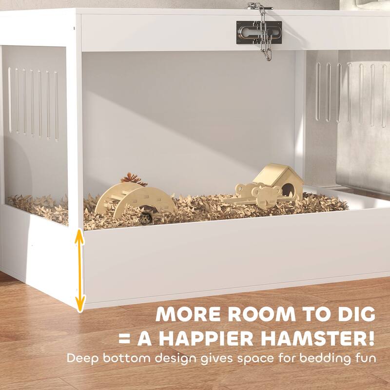 PawHut Hamster Cage with Openable Top & Lock, Transparent Acrylic Panels Small Animal Habitat for Dwarf Hamster Gerbil