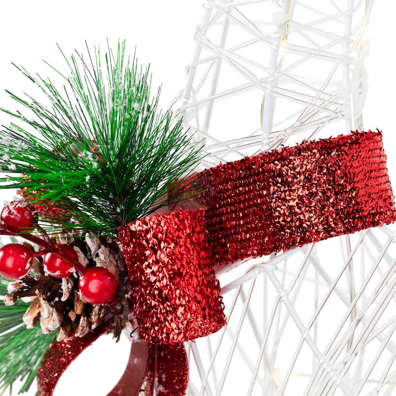 35" LED Lighted Reindeer with Bow Outdoor Christmas Decoration - White