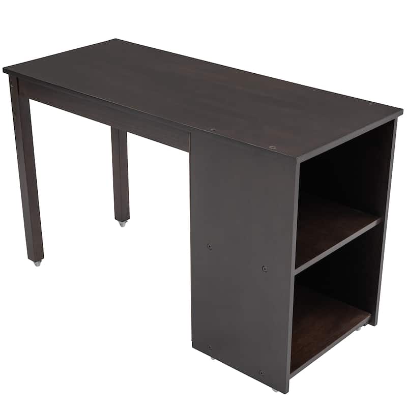 Compact Twin Loft Bed with Storage Drawers and Rolling Desk in Espresso