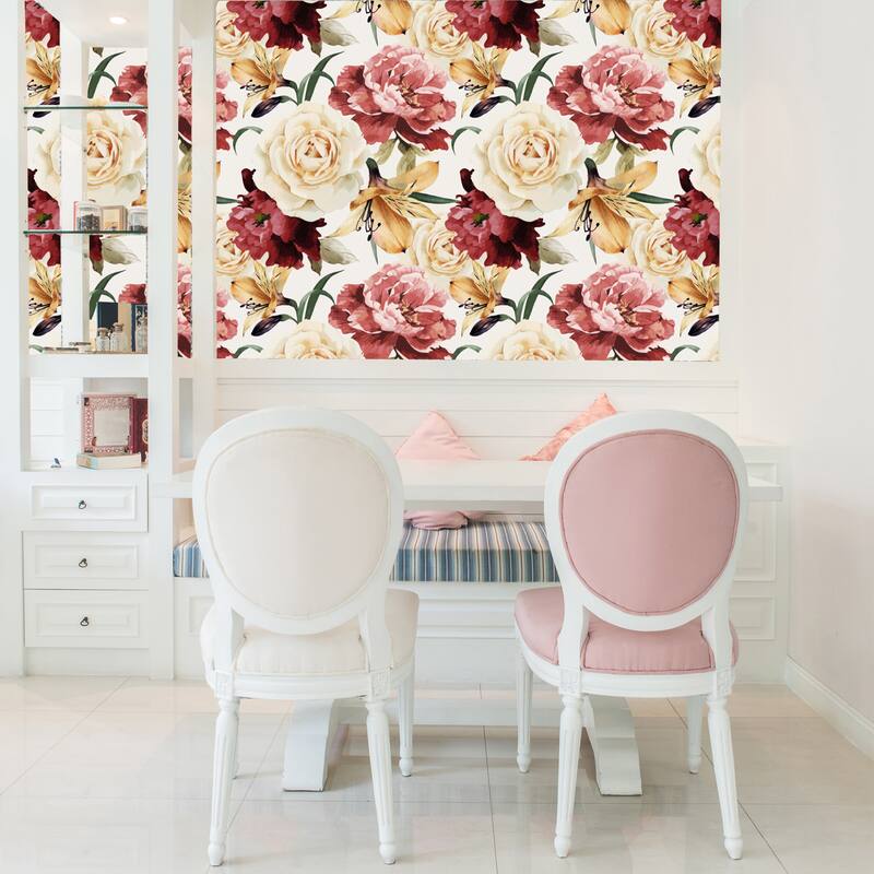 Harvis Peonies Removable Wallpaper - 10'ft H x 24''inch W