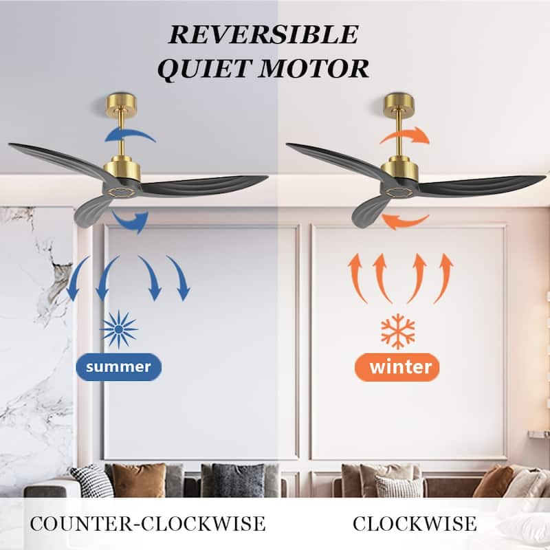 WINGBO 52" and 64" 3-Blades Indoor Celiing Fan without Light, DC Motor