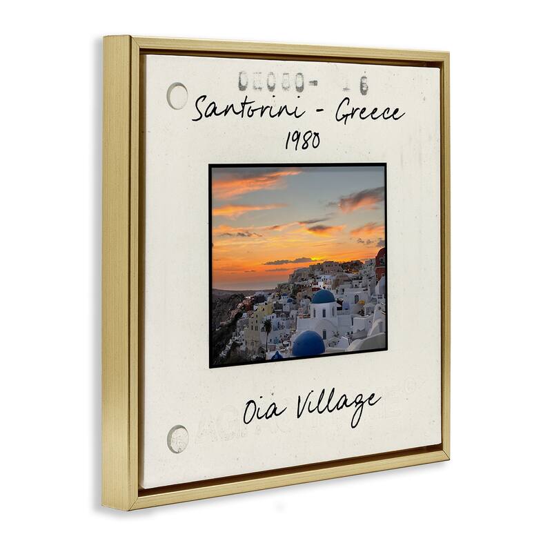 Stupell Greece Travel City View Framed Floater Canvas Wall Art Design By Val Rhodes