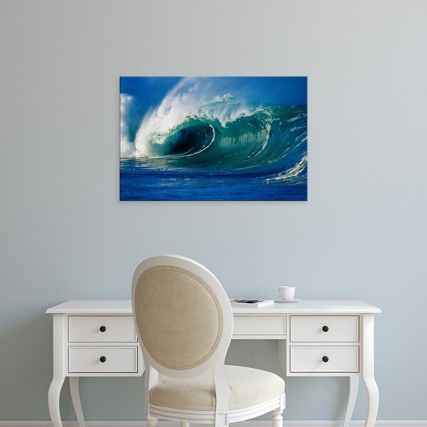 Easy Art Prints Panoramic Images's 'Waves splashing in the sea' Premium Canvas Art