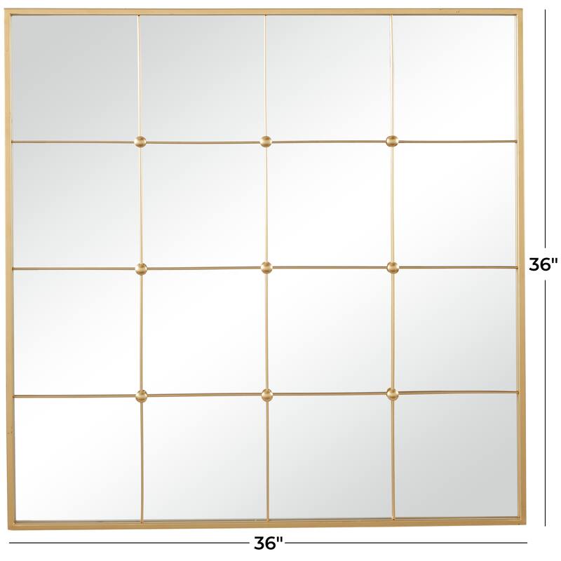 CosmoLiving by Cosmopolitan Gold Metal Window Pane Inspired Room Wall Mirror