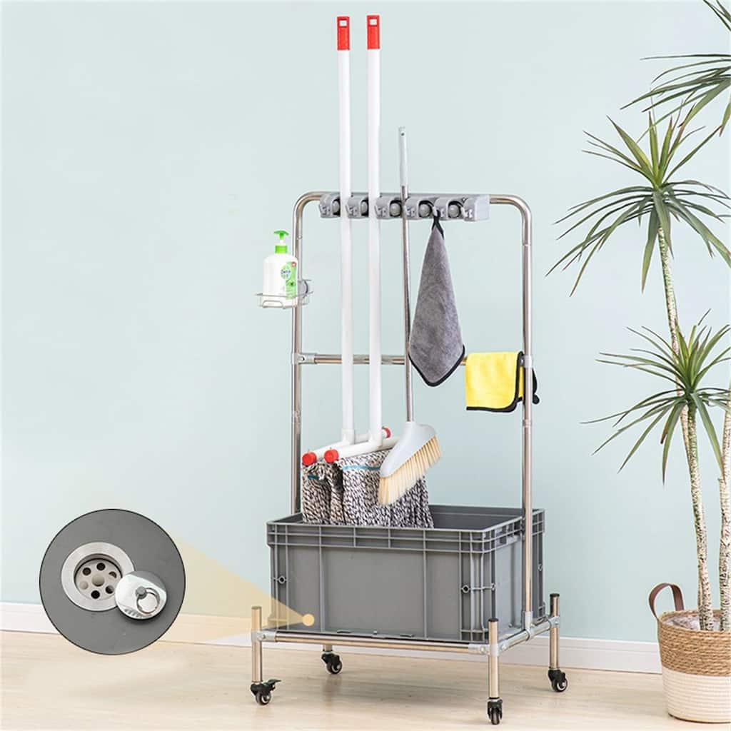 Movable Mop Rack Cleaning Tool Cart