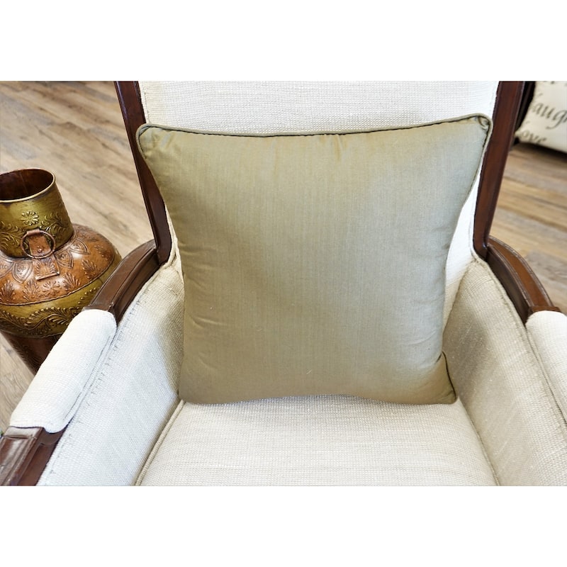 Home&Manor Premium Silk Throw Pillow 18" Olive