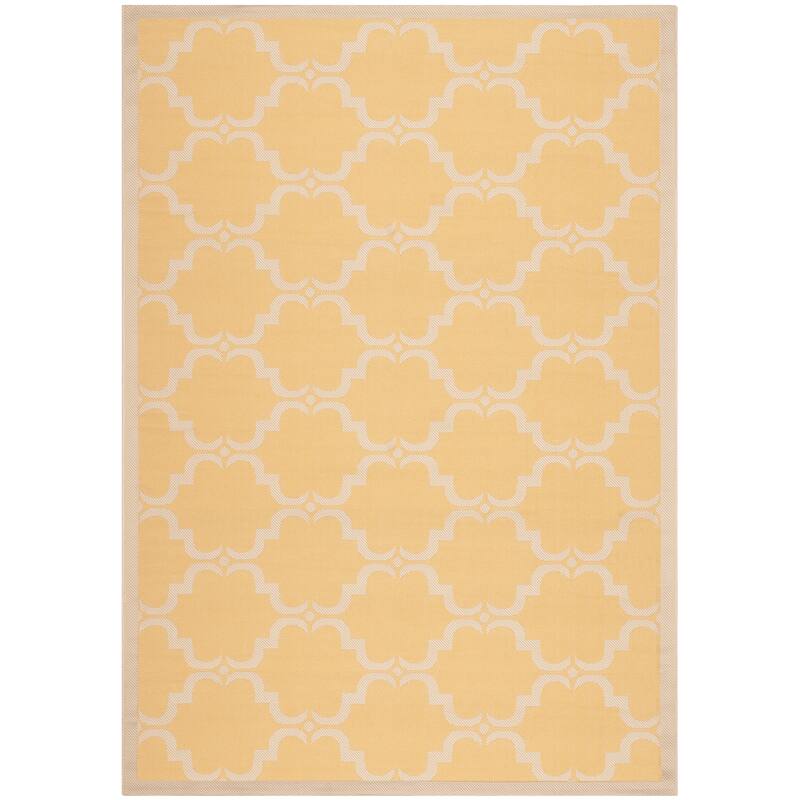 SAFAVIEH Courtyard Rozina Indoor/ Outdoor Waterproof Patio Backyard Rug - 5'3"x7'7" - Yellow/Beige