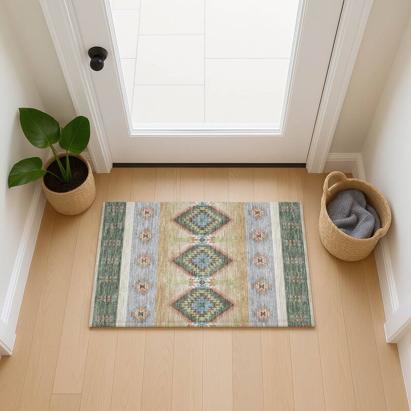 Machine Washable Indoor/ Outdoor Global Chennai Chantille Rug