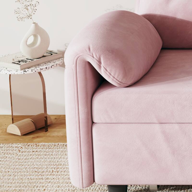Sofa at the Forefront: 54-inch Velvet Sofa Bed for Multi-purpose Living Spaces, Featuring a Retractable Bed