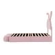 preview thumbnail 4 of 9, Twin Size Upholstered Platform Bed with Cartoon Ears Shaped Headboard and Light, Pink