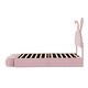 preview thumbnail 8 of 13, Twin Upholstered Platform Bed Cute Rabbit Design Kids Bed, Velvet Upholstered Bed Frame with 2 Ottoman and LED Light, Pink