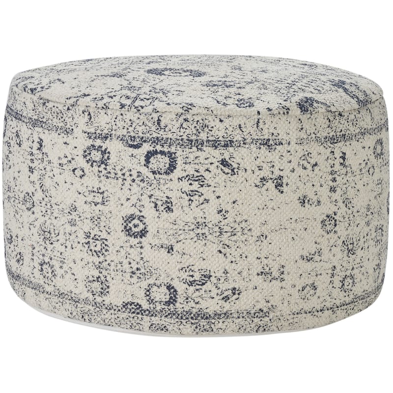 Nicole Curtis Erased Print Drum Pouf 20" x 20" x 12"