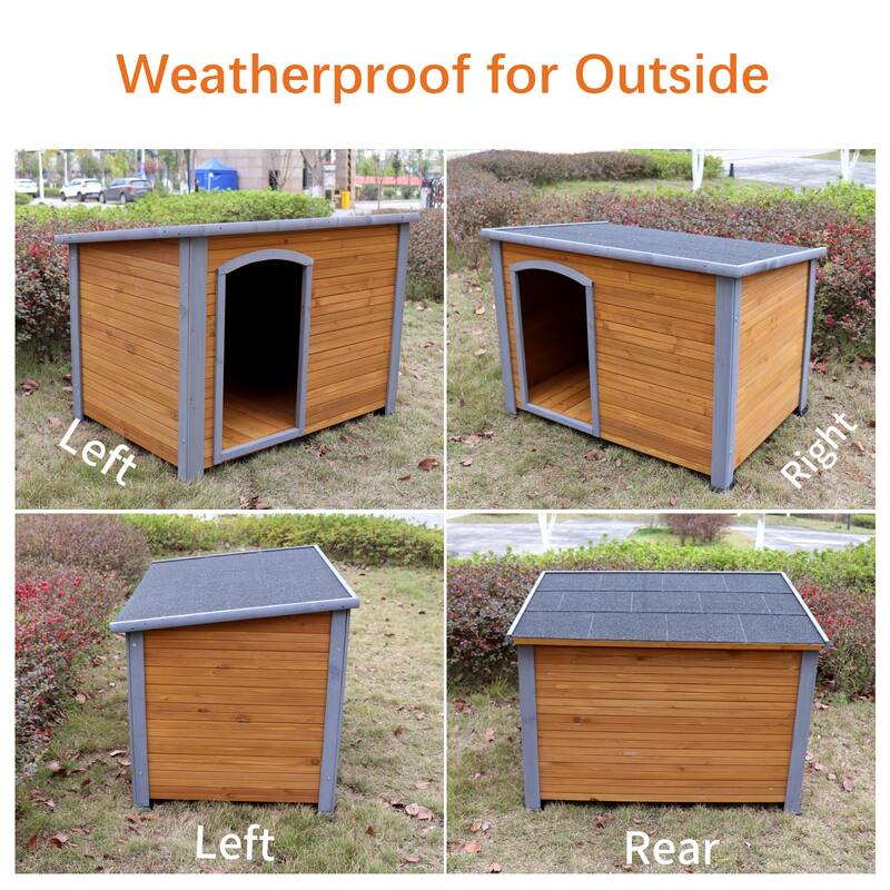 45"Dog House Outdoor and indoor wooden kennel, winter strap with elevated feet, large dog weatherproof