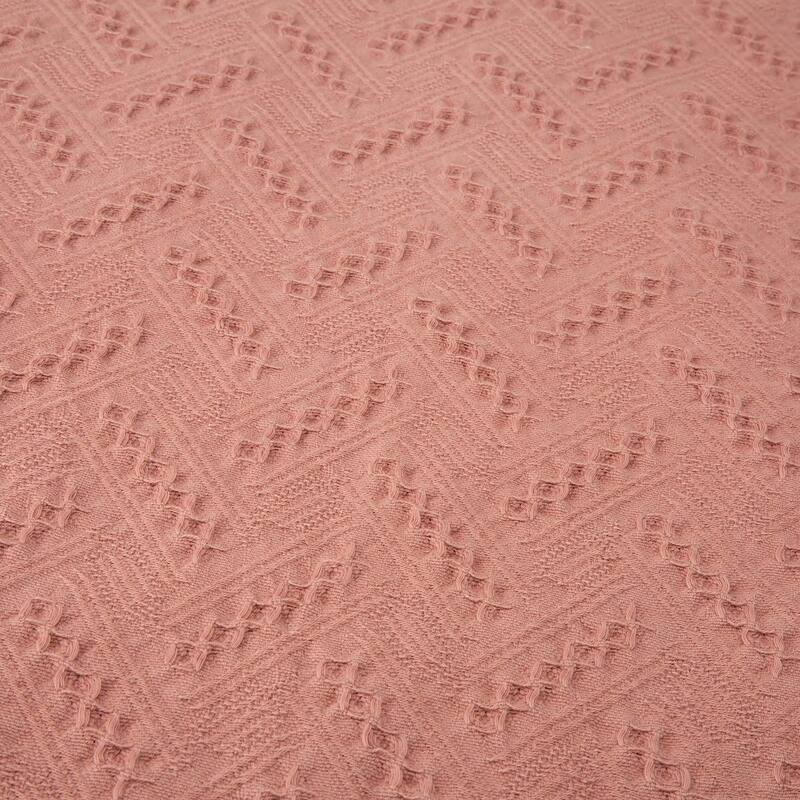 Glitzhome Warm Lightweight Dusty Pink Grid Cotton Woven Throw