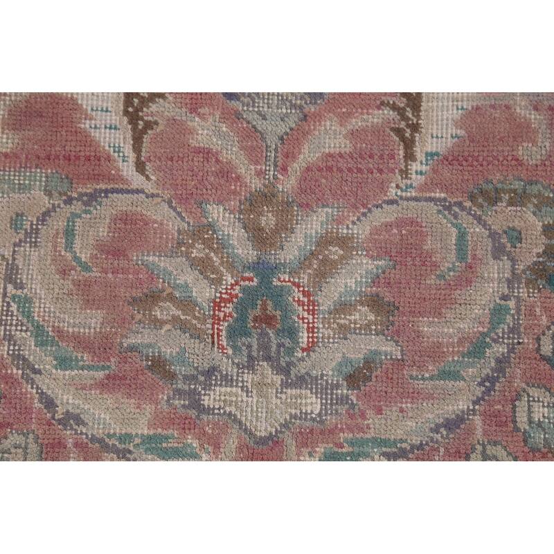 Distressed Tabriz Persian Vintage Rug Handmade Wool Carpet - 9'7"x 10'8"