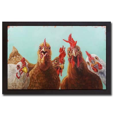 Chicken for Dinner by Lucia Heffernan Black Floater Framed Canvas Art (14 in x 20 in)