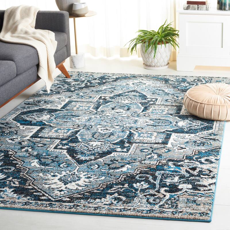 SAFAVIEH Vintage Hamadan Rosalie Rug - 6'7" Square - Blue/Ivory
