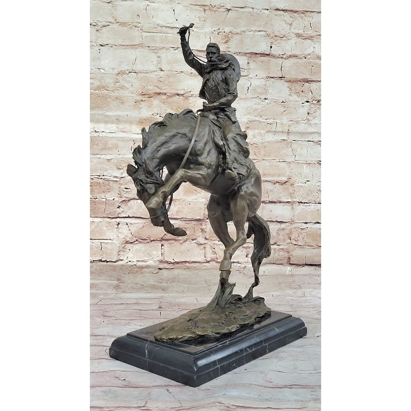 Bronco Buster Hot Cast Bronze Western Americana Decor Sculpture Statue Reproduction By Remington