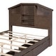 preview thumbnail 8 of 11, Full Size Wood Single Bed Slats Platform Storage Bed Walnut Finish House-shaped Storage Headboard with 5 Storage Shelves
