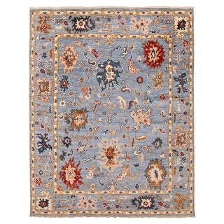ECARPETGALLERY Hand-knotted Modern Oushak Light Denim Blue Wool Rug - 7' 11" x 9' 11"