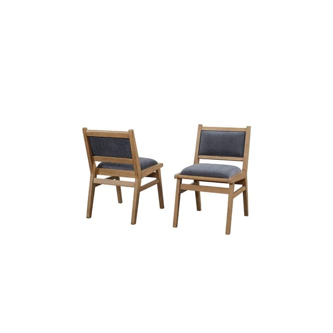 Two Mid-Century Modern Wood Side Chairs, Kitchen Table Dining Seats, Brown - Set of 2
