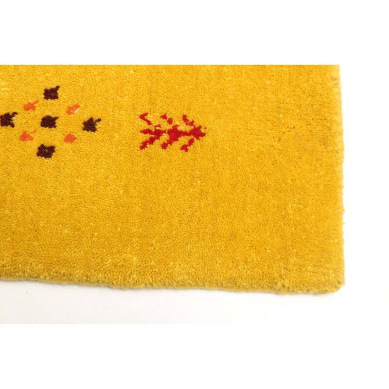 ECARPETGALLERY Hand Loomed Kashkuli Gabbeh Gold Wool Rug - 3'1 x 4'11