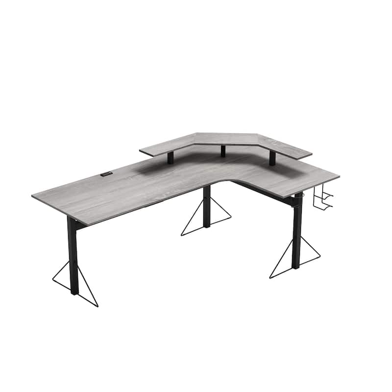 Jamesdar Core Powered L-shaped Computer Gaming Desk with Monitor Stand
