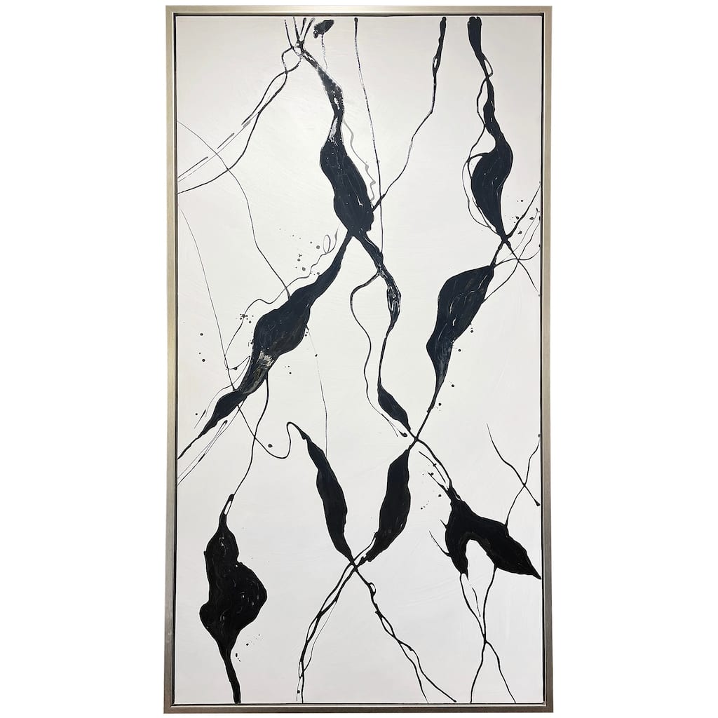 Harp & Finial Rippling II - Abstract Hand Painted Canvas Wall Art - Gold Frame
